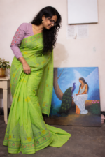 Artisan Hand-Block Batik Saree | Lime Zest Collection