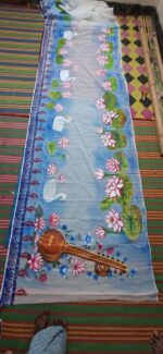 Hand-Painted Muslin Saree: Saraswati - Image 3