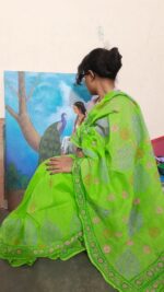 Artisan Hand-Block Batik Saree | Lime Zest Collection - Image 3
