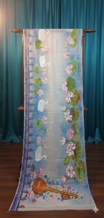 Hand-Painted Muslin Saree: Saraswati