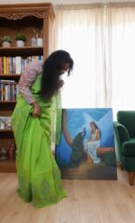 Artisan Hand-Block Batik Saree | Lime Zest Collection - Image 2