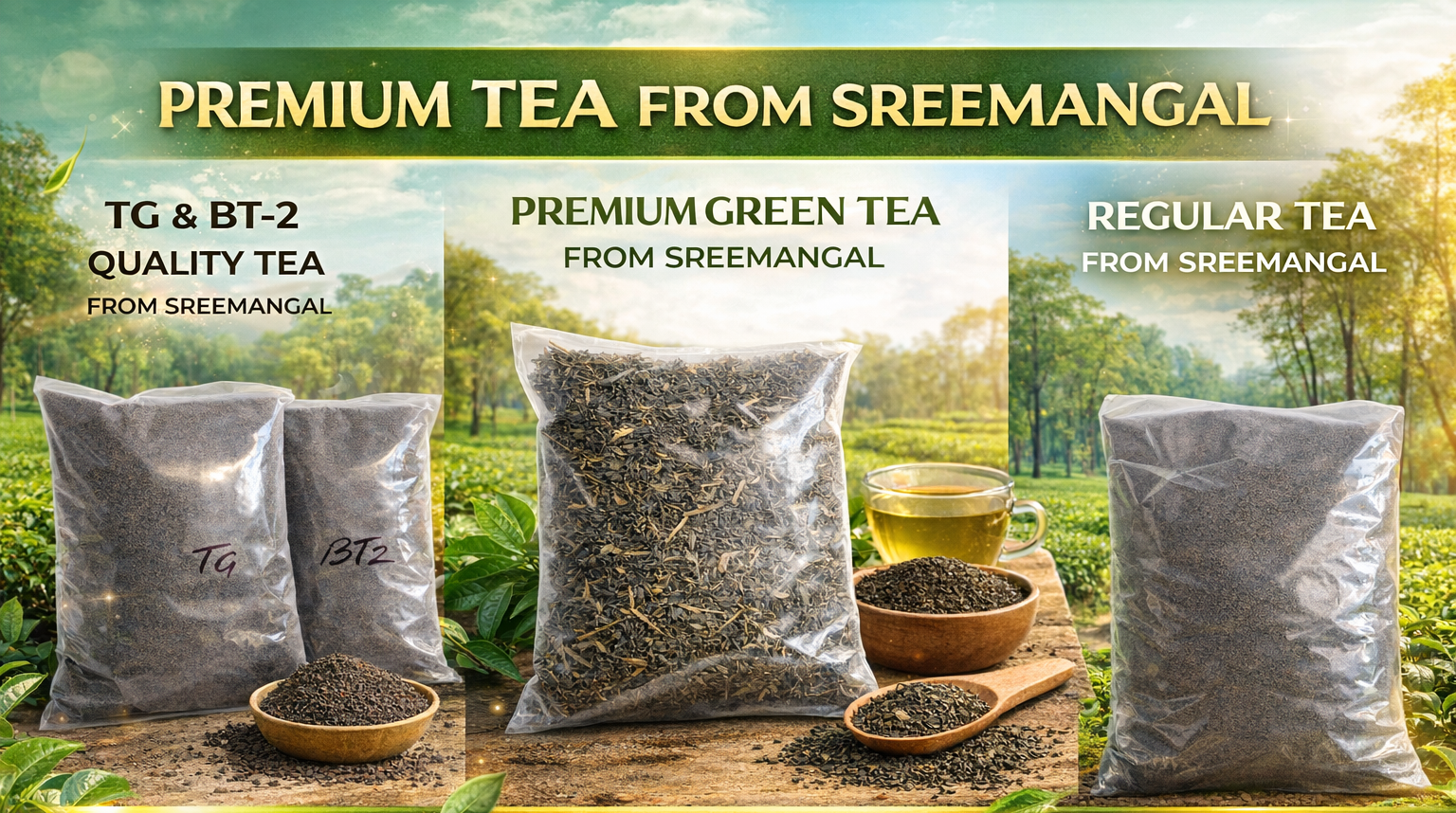Premium Sreemangal black tea leaves from the tea capital of Bangladesh, showcasing the high-quality oxidation and fine texture of KhatiBaazaar’s heritage collection.